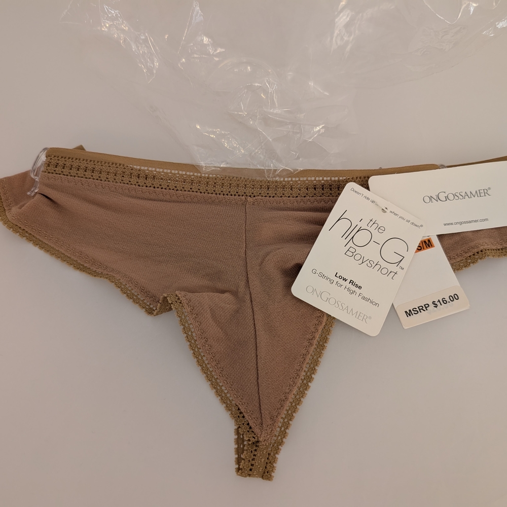 NWT On Gossamer Mesh Tan Thong Boyshorts
